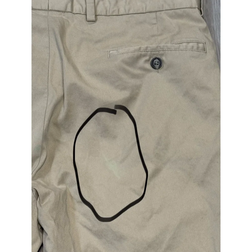 Charleston Khakis Pants Mens 35x30 Beige Tan Seersucker Chino Trouser Flat Front